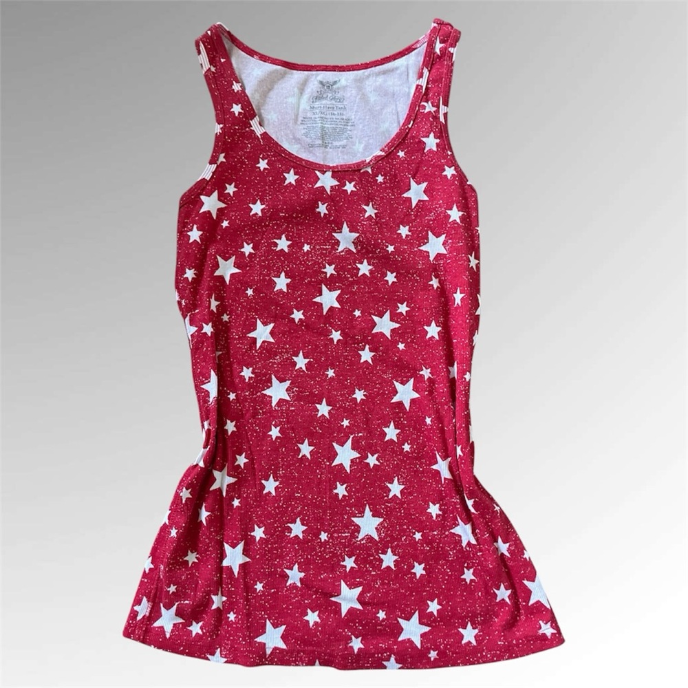 Lana del ray y2k faded glory red white stars patriotic tank top size extra large